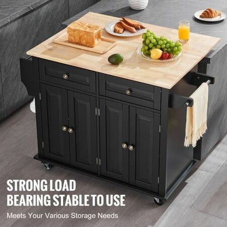 Kitchen Island Cart Rolling Storage Cabinet on Wheel with Drawer & Shelves