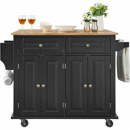 Kitchen Island Cart Rolling Storage Cabinet on Wheel with Drawer & Shelves