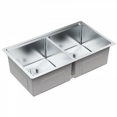 Kitchen Sink 304 Stainless Steel Drop-In Sinks Undermount Double Bowls Basin with Ledge and Accessories Household Dishwasher Sinks for Workstation RV