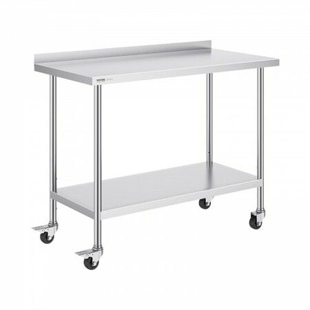 24x48x40 Inch Stainless Steel Work Table Commercial Food Prep Worktable with Casters Heavy Duty Prep Worktable Metal Work Table with Adjustable Height