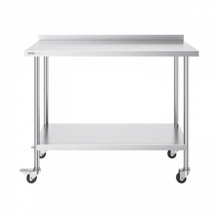 24x48x40 Inch Stainless Steel Work Table Commercial Food Prep Worktable with Casters Heavy Duty Prep Worktable Metal Work Table with Adjustable Height