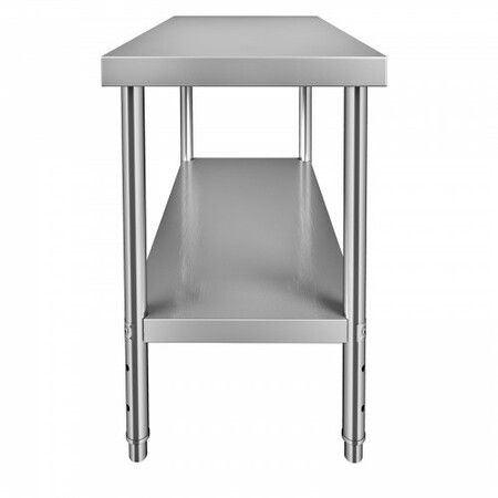 Stainless Steel Prep Table 122x46x86 cm 250kg Load Capacity Heavy Duty Metal Worktable with Adjustable Undershelf Commercial Workstation