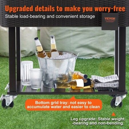 80Qt Rolling Cooler Cart with Bottle Opener Drainage Patio Party Bar Drink