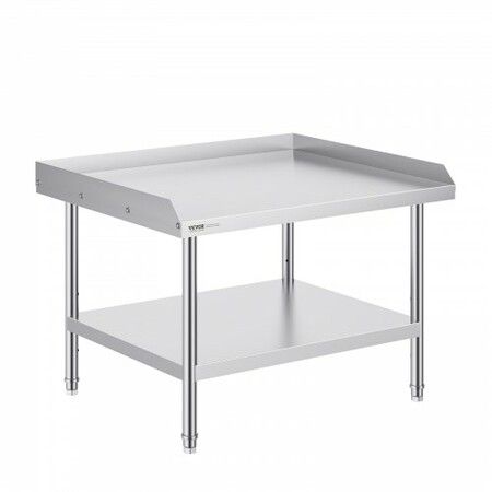 Stainless Steel Work Table 30x36x26 Inch Commercial Food Prep Worktable 3-Sided Backsplash Heavy Duty Prep Worktable Metal Work Table w/ Adjustable Height