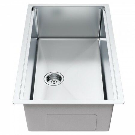 Kitchen Sink 304 Stainless Steel Drop-In Sinks Undermount Single Bowl Basin with Ledge and Accessories Household Dishwasher Sinks for Workstation RV