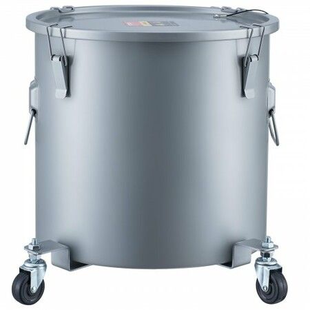 Fryer Grease Bucket 60.5L/16Gal Oil Disposal Caddy with Caster Base Carbon Steel Rust-Proof Coating Oil Transport Container with Lid Lock Clips Filter Bag