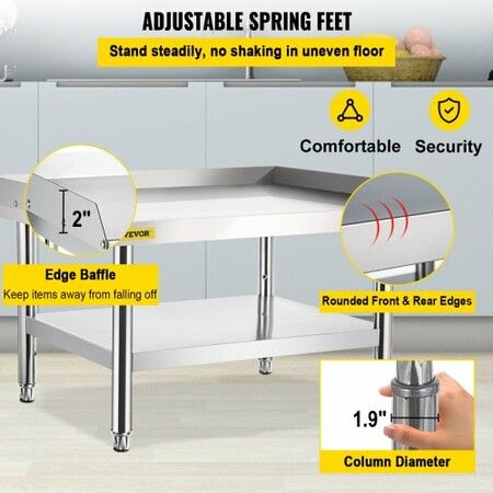 Stainless Steel Equipment Grill Stand 122 x 76 x 61cm Stainless Table Grill Stand Table with Adjustable Storage Undershelf Equipment Stand Grill Table