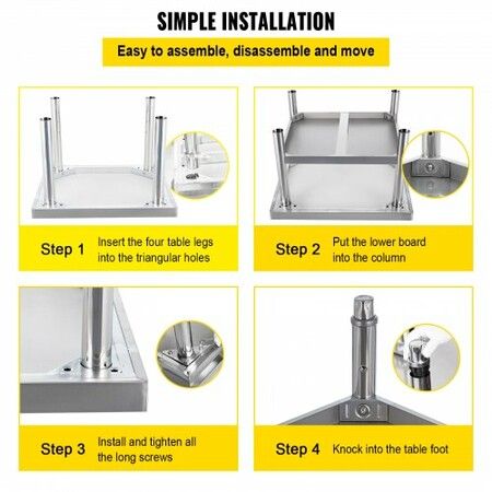 Stainless Steel Equipment Grill Stand 122 x 76 x 61cm Stainless Table Grill Stand Table with Adjustable Storage Undershelf Equipment Stand Grill Table