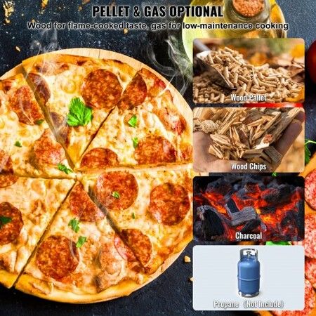 Dual Fuel Pizza Oven for Outdoor Use 12" Portable Pizza Oven Pellet & Gas Powered Outdoor Pizza Oven with Thickened Cordierite Pizza Stone Foldable Leg