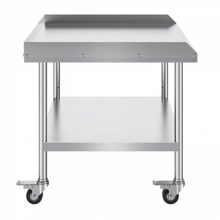 Stainless Steel Work Table 30x36x30 Inch Commercial Food Prep Worktable with 4 Wheels Casters 3-Sided Backsplash Heavy Duty Prep Worktable Metal Work Table