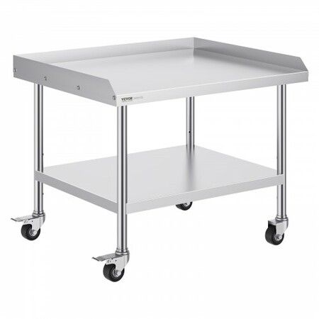 Stainless Steel Work Table 30x36x30 Inch Commercial Food Prep Worktable with 4 Wheels Casters 3-Sided Backsplash Heavy Duty Prep Worktable Metal Work Table