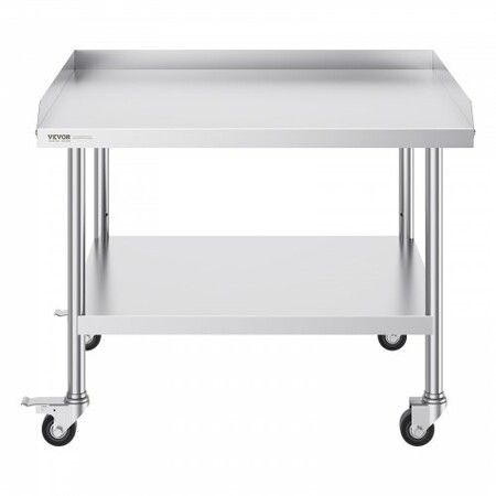 Stainless Steel Work Table 30x36x30 Inch Commercial Food Prep Worktable with 4 Wheels Casters 3-Sided Backsplash Heavy Duty Prep Worktable Metal Work Table