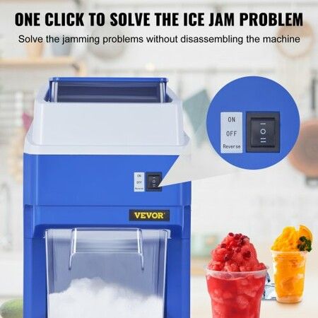 Commercial Ice Shaver Crusher 120kg Per Hour Electric Snow Cone Maker with 2kg Ice Box 300W Tabletop Shaved Ice Machine for Parties Events Snack Bar