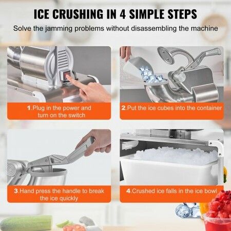 Commercial Ice Shaver Crusher 661lbs Per Hour Electric Snow Cone Maker 350W Shaved Ice Machine with Dual Blades for Parties Events Snack Bar