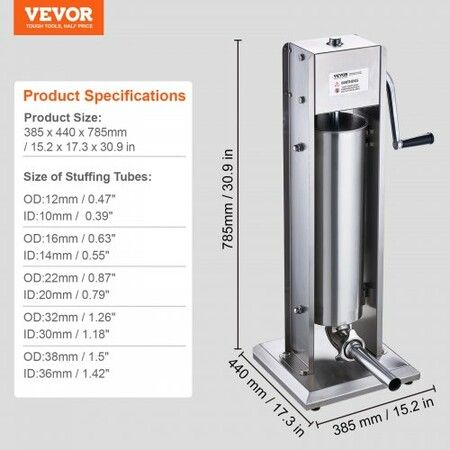 Manual Sausage Stuffer 7 L Vertical Sausage Machine 304 Stainless Steel