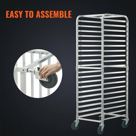 Bun Pan Rack 20-Tier Commercial Bakery Racks w/ Brake Wheels Aluminum Racking Trolley Storage for Half & Full Sheet Speed Rack For Kitchen Bread Baking