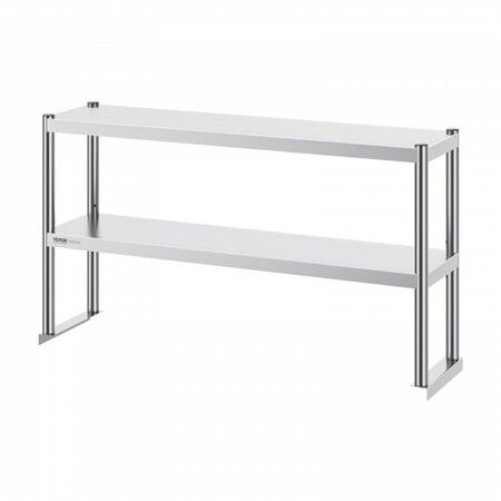 Double Overshelf Double Tier Stainless Steel Overshelf 12 x 72 Inch Double Deck Overshelf Height Adjustable Overshelf Prep Work Table