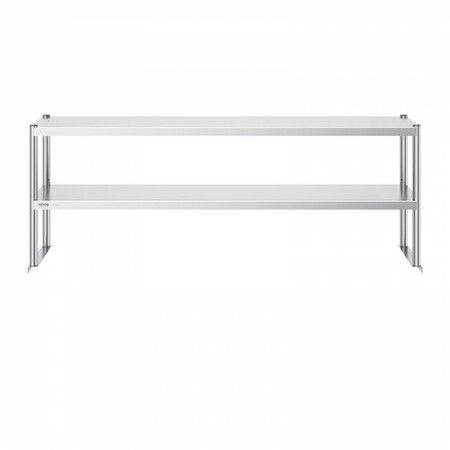 Double Overshelf Double Tier Stainless Steel Overshelf 12 x 72 Inch Double Deck Overshelf Height Adjustable Overshelf Prep Work Table