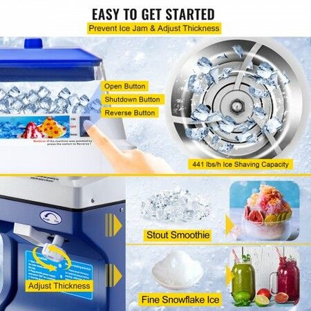 Commercial Ice Shaver Ice Shaving Machine Crusher Snow Cone Maker 200KG/H