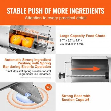 Electric Vegetable Slicer 0-0.5"/0-12mm Thickness Adjustable Commercial Slicer Machine Convertible to Manual Stainless Steel Food Cutter Slicing Machine