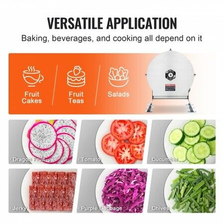 Electric Vegetable Slicer 0-0.5"/0-12mm Thickness Adjustable Commercial Slicer Machine Convertible to Manual Stainless Steel Food Cutter Slicing Machine