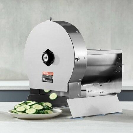 Electric Vegetable Slicer 0-0.5"/0-12mm Thickness Adjustable Commercial Slicer Machine Convertible to Manual Stainless Steel Food Cutter Slicing Machine