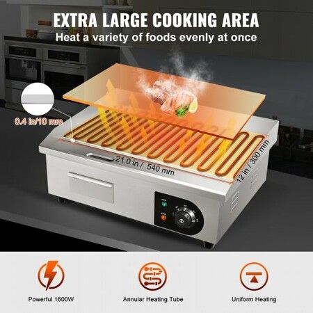 3000W 54cm Commercial Electric Countertop Griddle Flat Top Grill Hot Plate