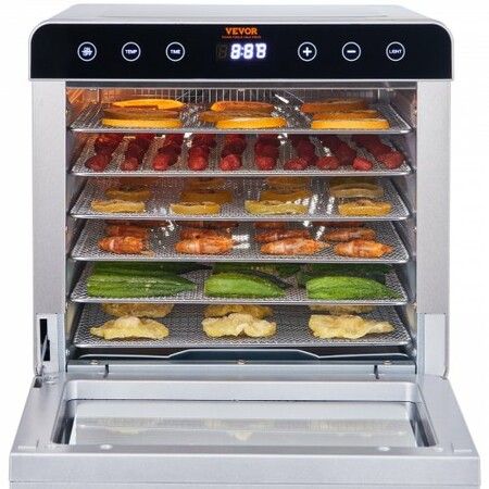 6 Trays Food Dehydrator Machine Stainless Steel 700W Jerky Fruit Drying