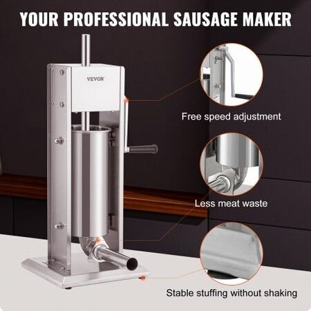 Sausage Stuffer 8LBS/5L Capacity Homemade Sausage Maker Stainless Steel