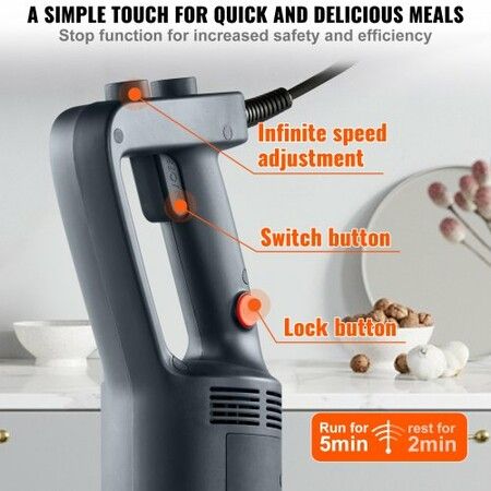 Commercial Immersion Blender Heavy Duty Hand Mixer 750W Variable Speed