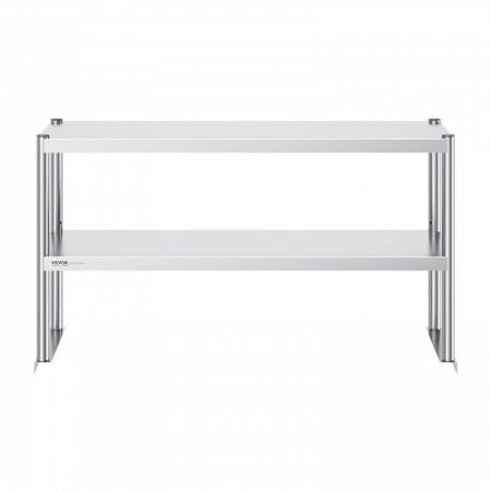 Double Overshelf Double Tier Stainless Steel Overshelf 12 x 48 Inch Double Deck Overshelf Height Adjustable Overshelf Prep Work Table