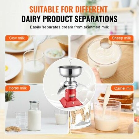 Milk Cream Centrifugal Separator 304 Stainless Steel Electric Cream Separators 100L/H Output 10500RPM Goat Milk Separator 30W Cow Cream Separator