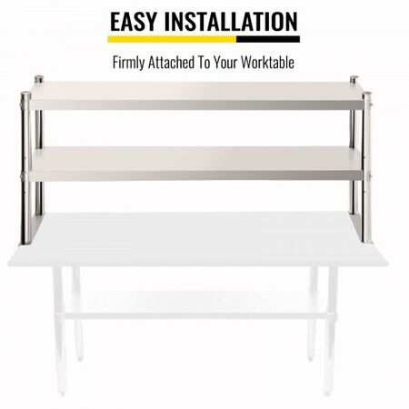 Double Overshelf Stainless Steel Overshelf 2-Tier 30x152cm for Prep Table