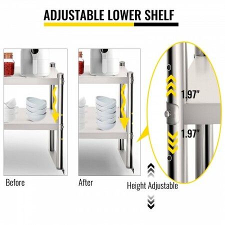 Double Overshelf Stainless Steel Overshelf 2-Tier 30x152cm for Prep Table