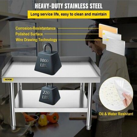 Stainless Steel Equipment Grill Stand 36 x 30 x 24 Inches Stainless Table Grill Stand Table with Adjustable Storage Undershelf Equipment Stand Grill Table