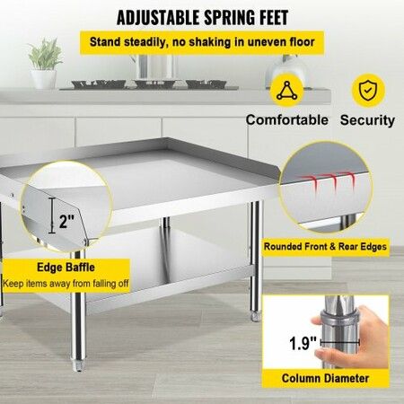 Stainless Steel Equipment Grill Stand 36 x 30 x 24 Inches Stainless Table Grill Stand Table with Adjustable Storage Undershelf Equipment Stand Grill Table