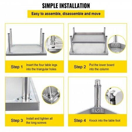 Stainless Steel Equipment Grill Stand 36 x 30 x 24 Inches Stainless Table Grill Stand Table with Adjustable Storage Undershelf Equipment Stand Grill Table