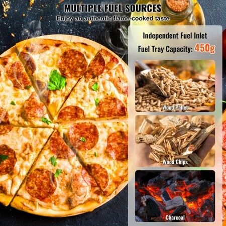 Pizza Oven Outdoor 12" Pellet Pizza Oven Portable Pizza Stove with Built-in Thermometer Wood Fired Stainless Steel Pizza Maker for Backyard Camping