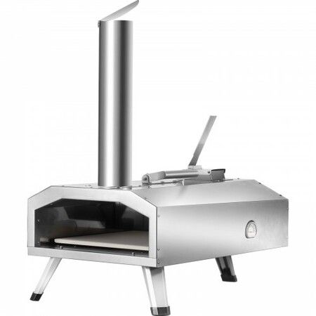 Pizza Oven Outdoor 12" Pellet Pizza Oven Portable Pizza Stove with Built-in Thermometer Wood Fired Stainless Steel Pizza Maker for Backyard Camping