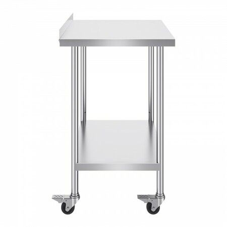 24 x 36 x 40 Inch Stainless Steel Work Table Commercial Food Prep Worktable with Casters Heavy Duty Prep Worktable Metal Work Table with Adjustable Height