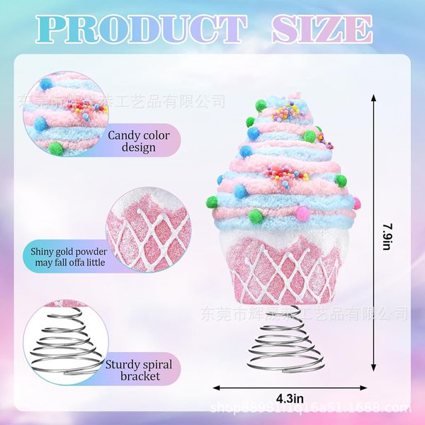 Dessert Christmas Tree Topper Pink Cupcake Tree Topper Candy Donut Christmas Tree Decoration Pastel  for Christmas New Year Birthday Party Decor