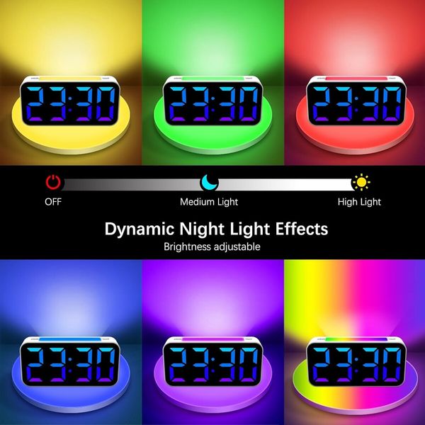 Digital Clock with Night Light, Large Display, Dual Alarm, Snooze, Dimmable Bedside Alarm Clock for Kids Teens Boys Girls (White)