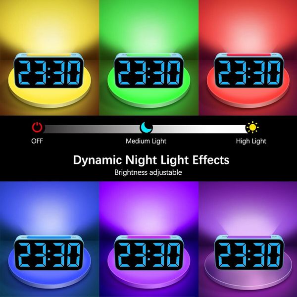 Digital Clock with Night Light, Large Display, Dual Alarm, Snooze, Dimmable Bedside Alarm Clock for Kids Teens Boys Girls (Blue)