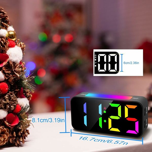 Digital Clock with Night Light, Large Display, Dual Alarm, Snooze, Dimmable Bedside Alarm Clock for Kids Teens Boys Girls (Black)