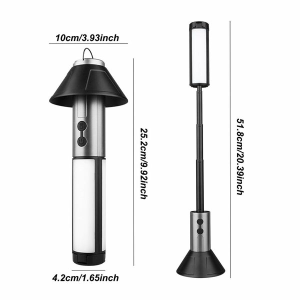 Portable Telescopic Camping Light Folding LED Flashlight 3 Head Rechargeable Outdoor Car Repair Work Camping Tent Light