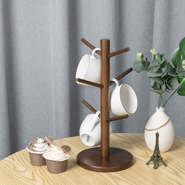 Mug Holder Tree,Coffee Cup Holder with 6 Hooks (Brown)