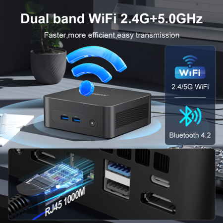 Ninkear N10 Mini PC, Intel N100 4 Cores Max 3.4GHz, 16GB RAM 512GB SSD, 2*HDMI 2.0 (4K@60Hz) Dual Display, 2.4/5GHz WiFi Bluetooth 5.0,