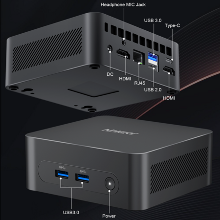 Ninkear N10 Mini PC, Intel N100 4 Cores Max 3.4GHz, 16GB RAM 512GB SSD, 2*HDMI 2.0 (4K@60Hz) Dual Display, 2.4/5GHz WiFi Bluetooth 5.0,
