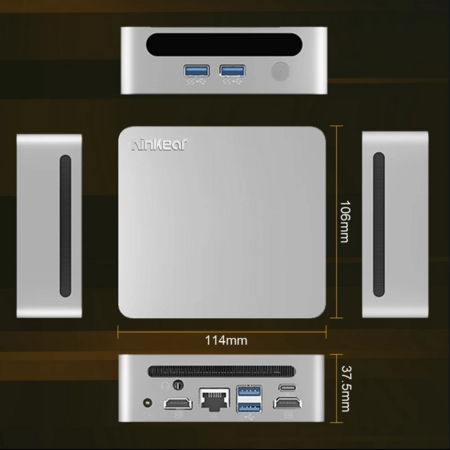 Ninkear N4 Mini PC, AMD Ryzen 5 4600H 6 Cores Max 4.0GHz, 16GB RAM 512GB SSD, Type-C (8K)+ 2*HDMI (4K) Triple Display, WiFi 6 Bluetooth 5.2