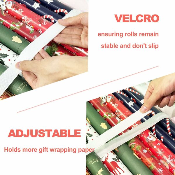 Wrapping Organizer Storage Bag,Christmas Ornament Wrapping Paper Organizer Storage with Three Isolation Nets for Christmas Ornament etc(Red Stripe)